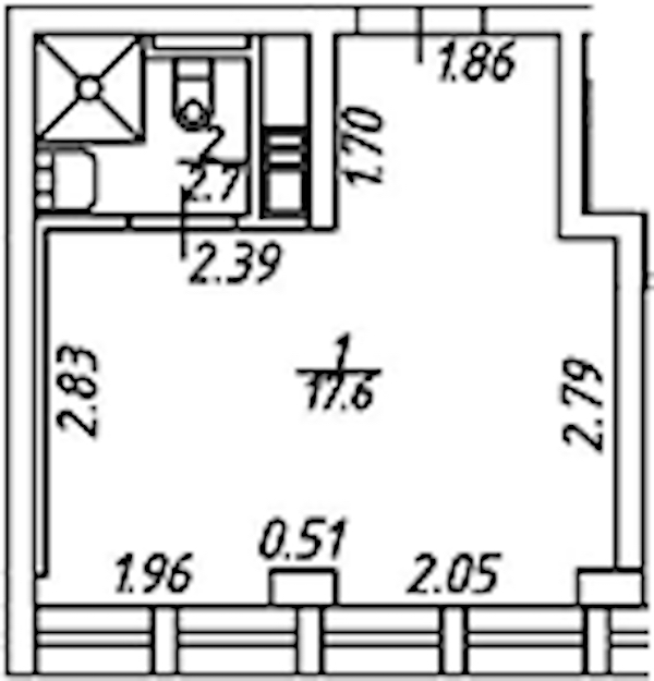 Квартира студия 18.72 м², 4/15 эт., Апарт-отель «Апарт-отель 25-7 Заневский»